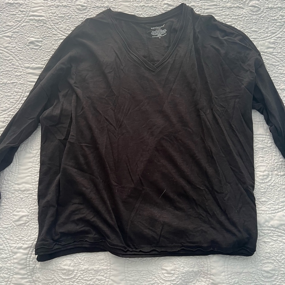 Westbound v-neck black long sleeve tee